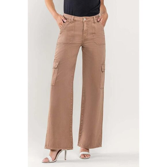 031 - High Rise Utility Cargo Wide Jeans in Sinopia Fresco - Picture 2 of 4